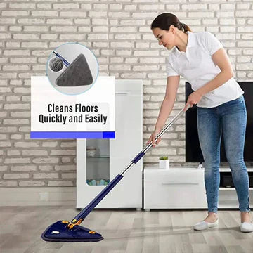 Triangle Extendable Cleaning Mop, 360° Rotatable Squeeze Mop,